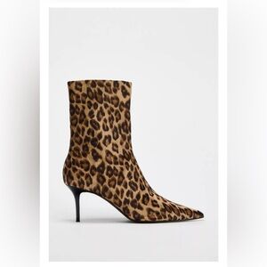 Zara Brown Ankle Boot with Leopard Print